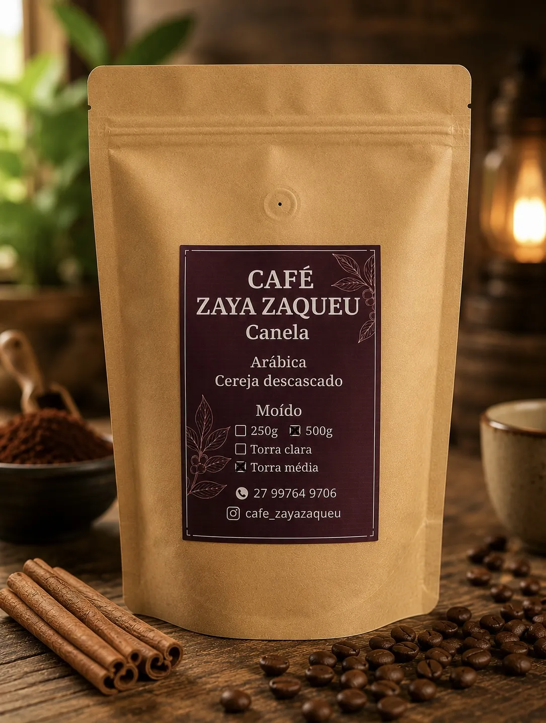 Café Especial Com Canela Moído 100% Arábica - Torra Média 500g