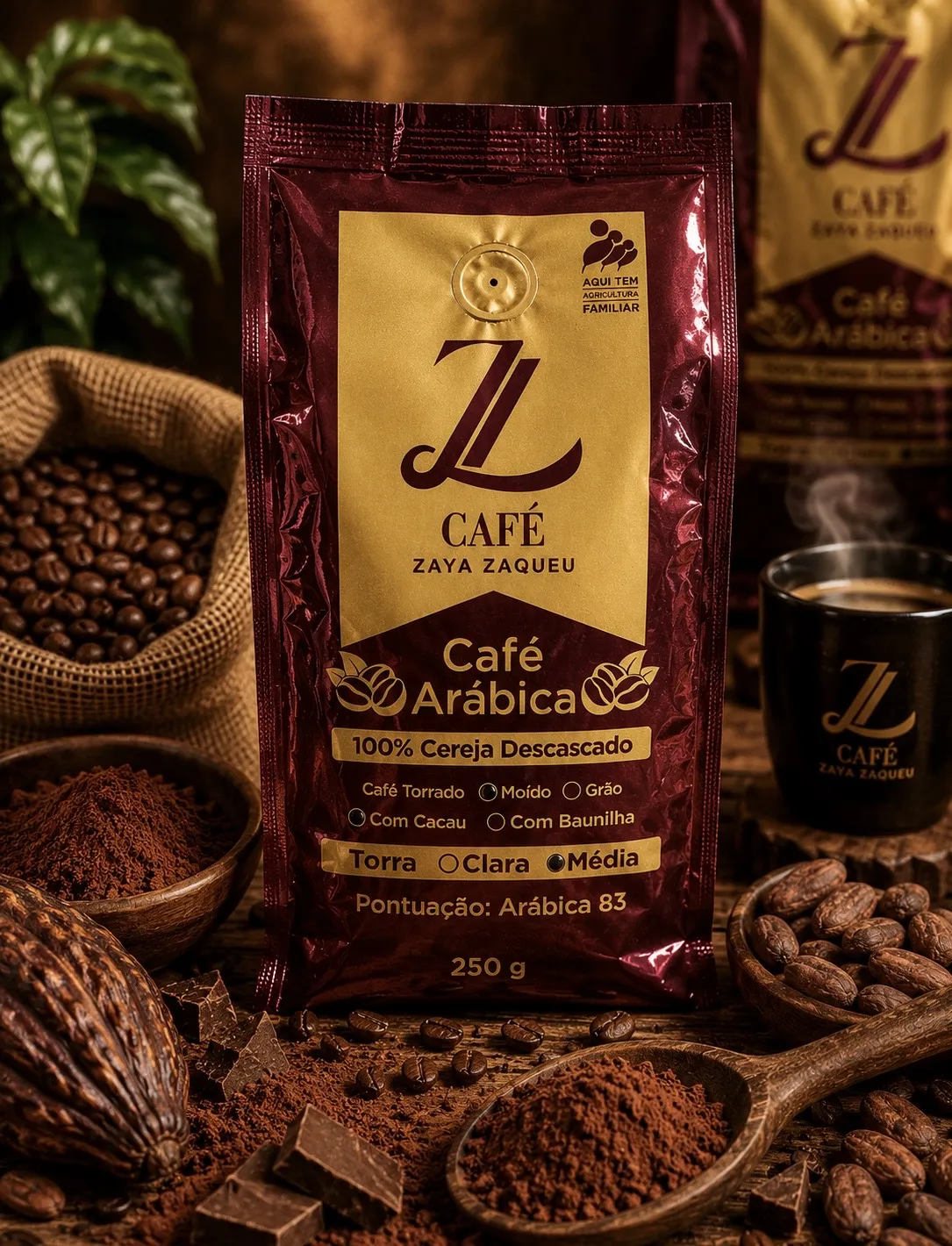 Café Especial Com Cacau Moído 100% Arábica - Torra Média 250g